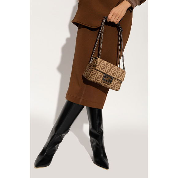 $3100 NEW Fendi Baguette Chain Midi FF jacquard logo fabric bag purse NWT - Picture 3 of 16